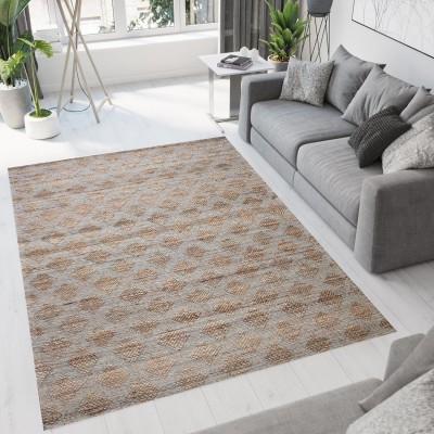 MRIC Beige Jute, Wool Carpet(5 cm,  X 8 cm, Rectangle)