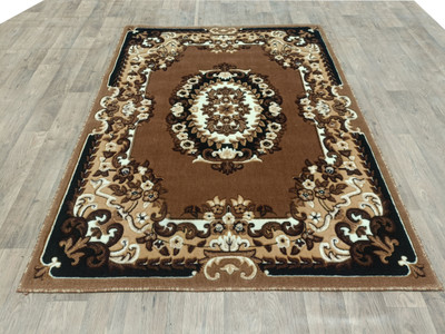Shag Weaving Gold Wool Carpet(5 ft,  X 7 ft, Rectangle)