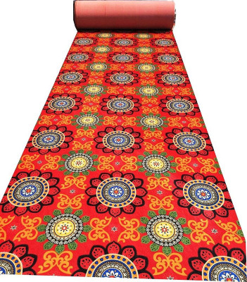 BhCarpets Red Synthetic Carpet(5 ft,  X 10 ft, Rectangle)