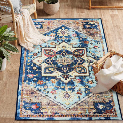 STATUS Multicolor Polyester Carpet(4 cm,  X 6 cm, Rectangle)