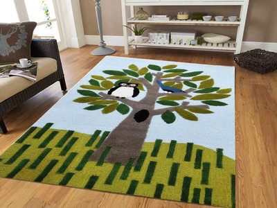 Prashia Collection Blue Wool Carpet(120 cm,  X 180 cm, Rectangle)