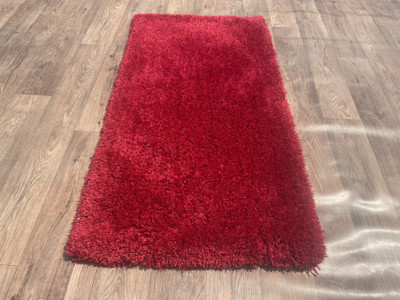 Shag Weaving Red Polyester Runner(2 ft,  X 6 ft, Rectangle)