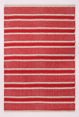 UB Home and Decor Red, White Cotton Area Rug(60 cm,  X 90 cm, Rectangle)