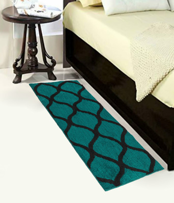 SPA Furnishing 2 cm  X 6 cm Polypropylene Carpet(Rectangle, Dark Blue, Black)