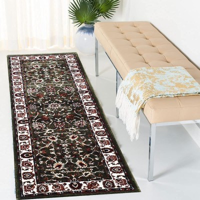 AlishaCarpet Light Green Silk Carpet(60.96 cm,  X 182.88 cm, Rectangle)