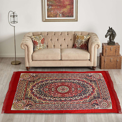 KUBER INDUSTRIES Red Velvet Carpet(5 ft,  X 7 ft, Rectangle)