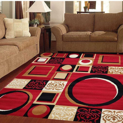 KAYNAT CARPET Red, Multicolor Acrylic, Polypropylene Carpet(182.2 cm,  X 235.5 cm, Rectangle)