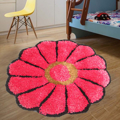 KALYAN GLOBAL Pink Polyester Area Rug(2 cm,  X 2 cm, Circle)