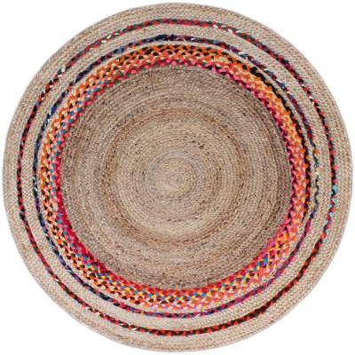 RUDRA ENTERPRISE Beige Jute Area Rug(2 ft,  X 2 ft, Circle)