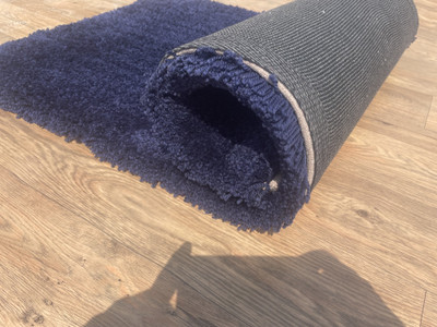 Shag Weaving Blue Polyester Runner(2 ft,  X 4 ft, Rectangle)