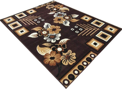SABIRA Brown Acrylic Carpet(4 ft,  X 5 ft, Rectangle)