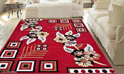 DECORIFYCARPET 152 cm  X 213 cm Polyester Carpet(Rectangle, Red)