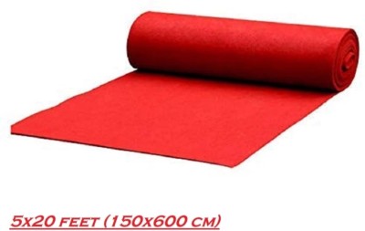 Samjeeda Handloom carpets Red Nylon Carpet(150 cm,  X 600 cm, Rectangle)