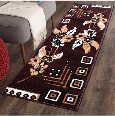 Sana Carpet Brown Silk Carpet(1 ft,  X 5 ft, Rectangle)
