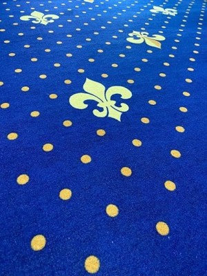 ZARACARPETS Gold, Blue Acrylic Carpet(153 cm,  X 213 cm, Rectangle)