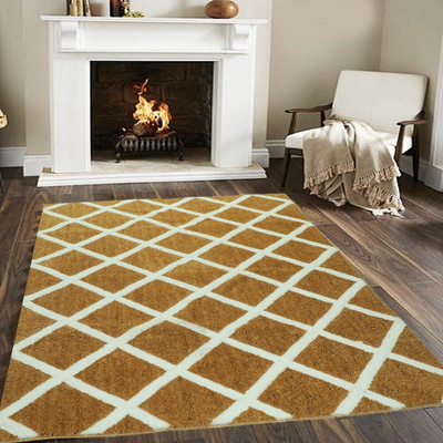 Woolpik Brown Polyester Carpet(4 cm,  X 6 cm, Rectangle)