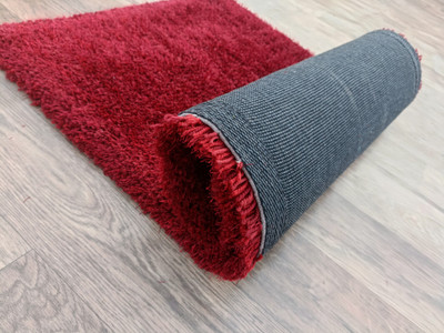 Shag Weaving Red Polyester Carpet(2 ft,  X 4 ft, Rectangle)