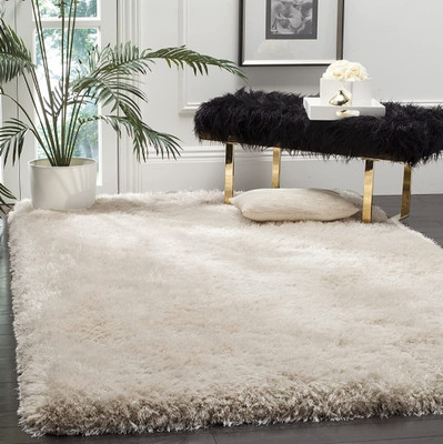 Ra handloom carpet White Wool Carpet(4 ft,  X 6 ft, Rectangle)
