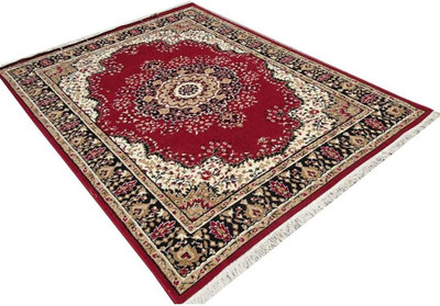 Ra handloom carpet Red Velvet Carpet(5 cm,  X 7 cm, Rectangle)