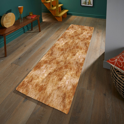 Hometail Gold, White Polyester Runner(2 ft,  X 5 ft, Rectangle)