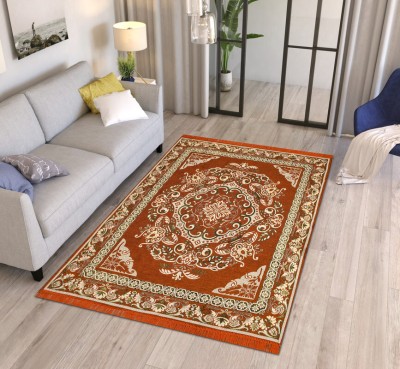 Furnishing Hut Orange Cotton Carpet(4 ft,  X 7 ft, Rectangle)