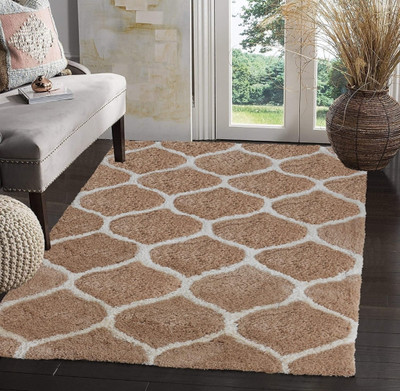 SR Handloom Beige Polyester Carpet(91.44 cm,  X 152.4 cm, Rectangle)