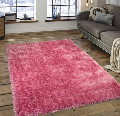 HR CARPET Pink Polyester Area Rug(5 ft.,  X 7 ft., Rectangle)