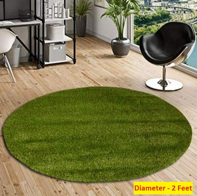 COMFY HOME Green Polypropylene Carpet(2 ft,  X 2 ft, Circle)