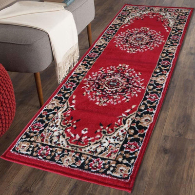 Shag Weaving 1 ft  X 5 ft Acrylic Carpet(Rectangle, Multicolor)