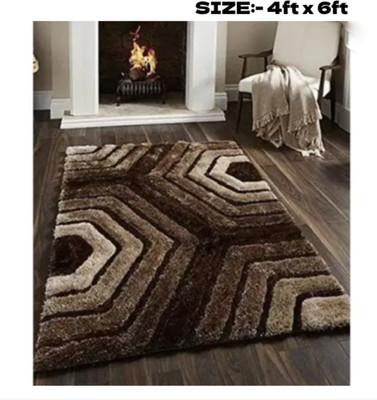 RM Handloom Brown Polyester Carpet(4 ft,  X 6 ft, Rectangle)