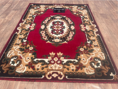 Shag Weaving Red Viscose Carpet(6 ft,  X 8 ft, Rectangle)