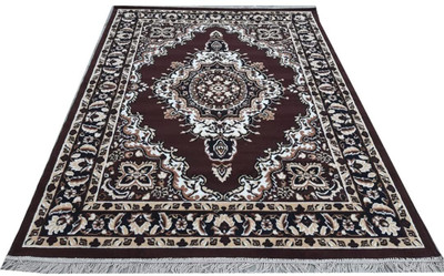 BhCarpet Brown, Beige Acrylic Carpet(5 ft,  X 7 ft, Rectangle)