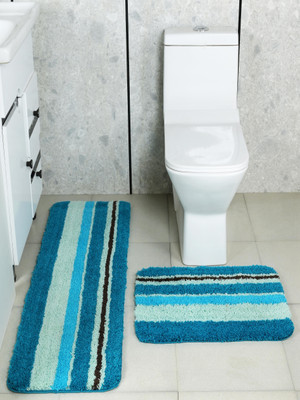 Saral Home Blue, Grey Polyester Runner(40 cm,  X 100 cm, Rectangle)