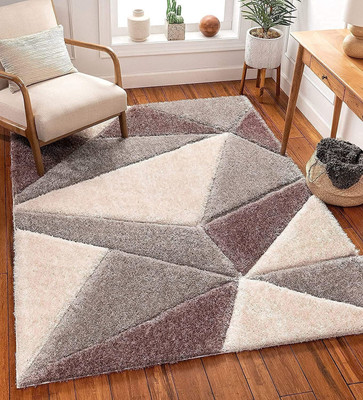 RM Handloom Brown, Grey Polyester Carpet(2 cm,  X 5 cm, Rectangle)