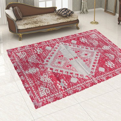 budhraj rugs Red Cotton Dhurrie(3 ft,  X 5 ft, Rectangle)