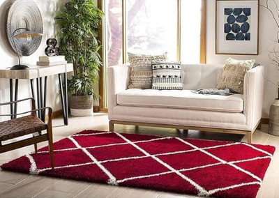 KAALENRIDE 90 cm  X 150 cm Polyester Carpet(Rectangle, Maroon)