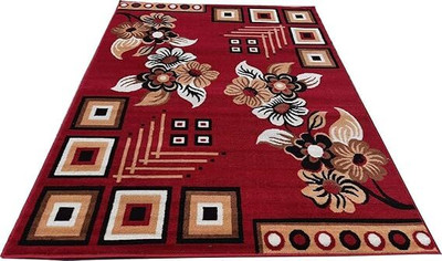 BhCarpets Red Acrylic Carpet(5 ft,  X 7 ft, Rectangle)