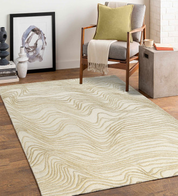 PLIVANA Beige Wool Carpet(152.4 cm,  X 243.8 cm, Rectangle)