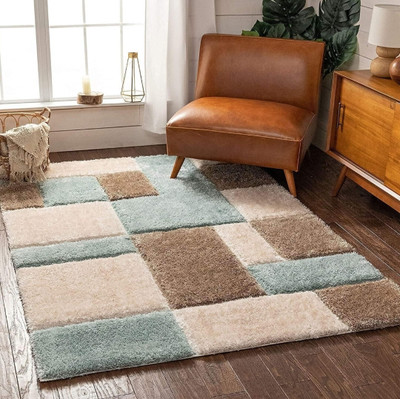 Ra handloom carpet Blue Wool Carpet(90 cm,  X 150 cm, Rectangle)