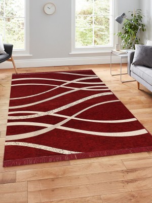 Multitex Maroon Velvet Carpet(5 ft,  X 7 ft, Rectangle)