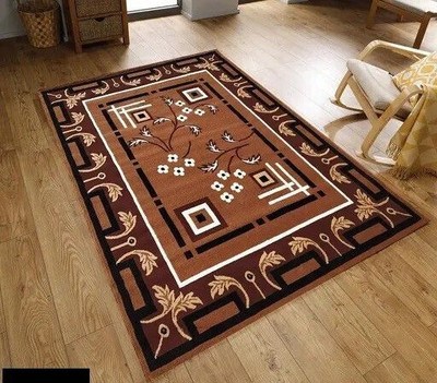 RUGS EXPERTS Brown Acrylic Carpet(5 cm,  X 7 cm, Rectangle)