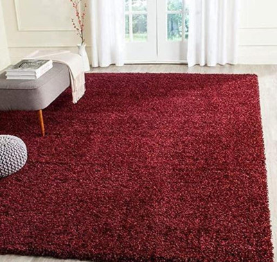 shopgallery Maroon Polyester Carpet(5 ft,  X 7 ft, Rectangle)