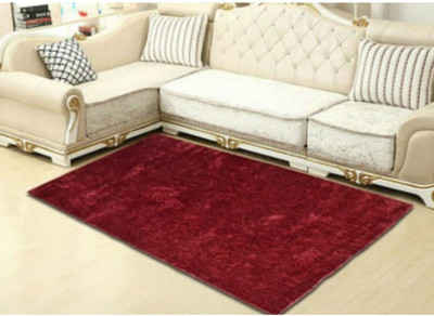 SR Handloom Red Polyester Carpet(2 ft,  X 3 ft, Rectangle)
