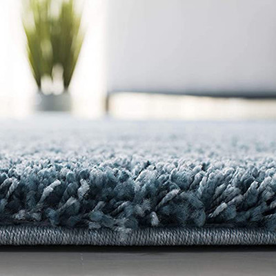 Acarpet Light Blue Polyester Carpet(5 ft,  X 8 ft, Rectangle)