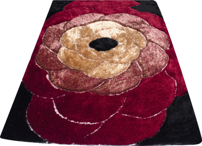 Woolpik Maroon Polyester Carpet(4 cm,  X 6 cm, Rectangle)