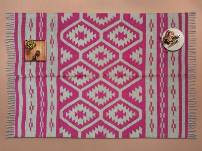 budhraj rugs Pink Jute Dhurrie(4 ft,  X 6 ft, Rectangle)