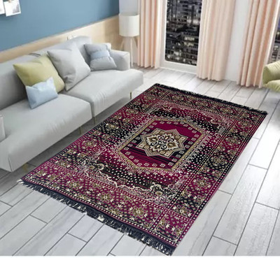 keara Maroon Polyester Carpet(5 ft,  X 7 ft, Rectangle)