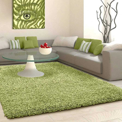 Zeeshan handloom 91.44 cm  X 152.4 cm Polyester Carpet(Rectangle, Green)