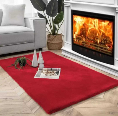 Samjeeda Handloom carpets Red Silk Carpet(90 cm,  X 150 cm, Rectangle)