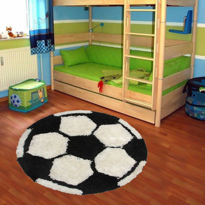 KALYAN GLOBAL Black, White Polyester Area Rug(2 cm,  X 2 cm, Circle)